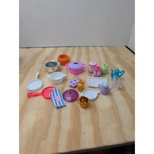 Barbie Kitchen Accessories Lot Pots Pans Teapot Utensils Mattel Dollhouse